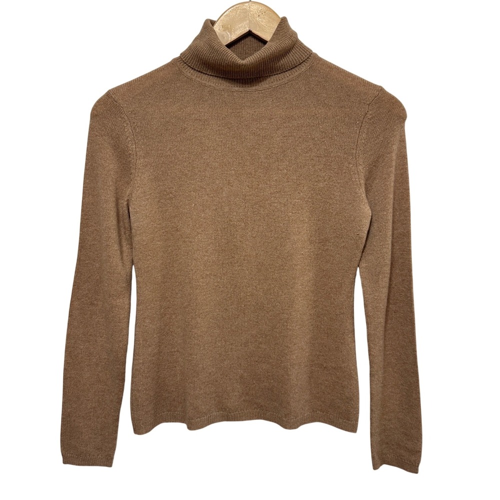 Charter Club 100% Cashmere Turtleneck Sweater Womens XS Petite Camel Luxury Chic